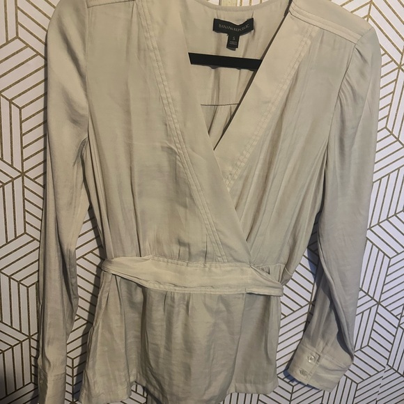 Elegant Cream Wrap Blouse - Picture 3 of 4